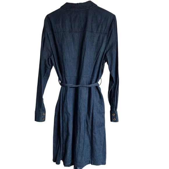 Boden Women's Dark Wash Denim Long Sleeve Shirt Dress Button-Up US 14 UK 18 Midi - Picture 2 of 6